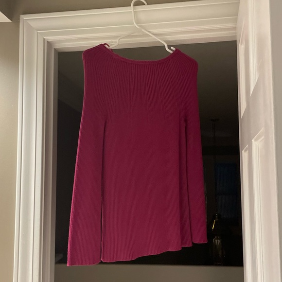 Womens Ann Taylor Wool Blend Purple Magenta Ribbed Pullover Sweater - Picture 2 of 3